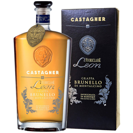 Flasche Castagner Fuoriclasse Leon Brunello Grappa 38 % vol. 0,7l mit premium Geschenkverpackung