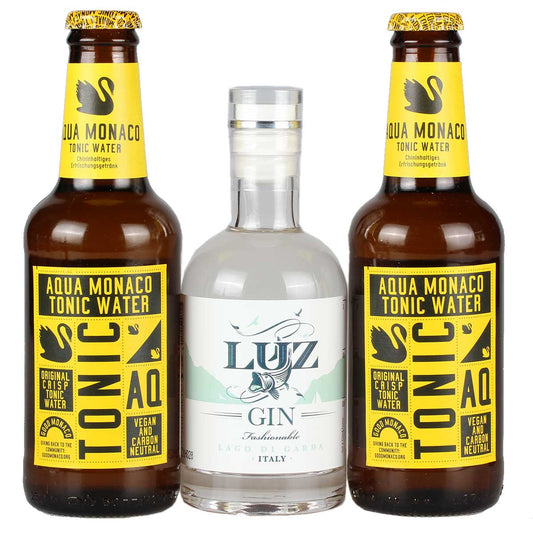 Marzadro Gin Luz 45% vol. 0,2L Geschenkset mit Tonic und 2 Gläsern