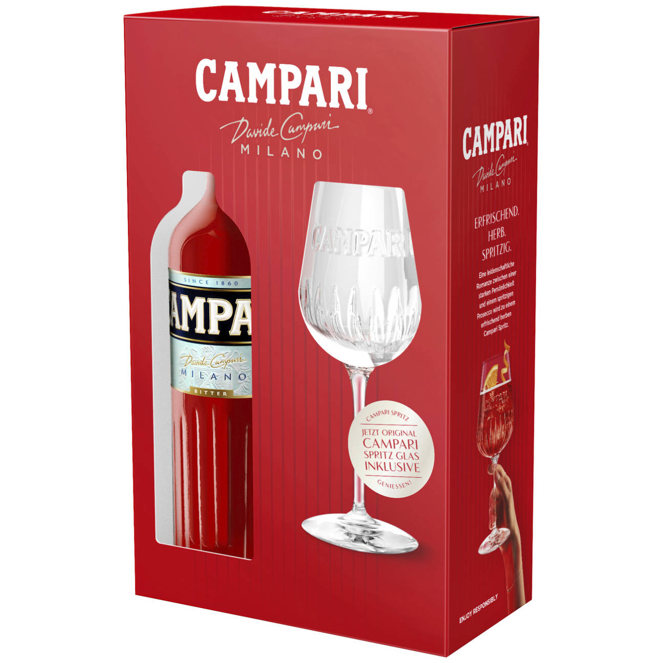 Campari Milano 25% vol. 0,7l mit Glas in exquisiter Geschenkpackung