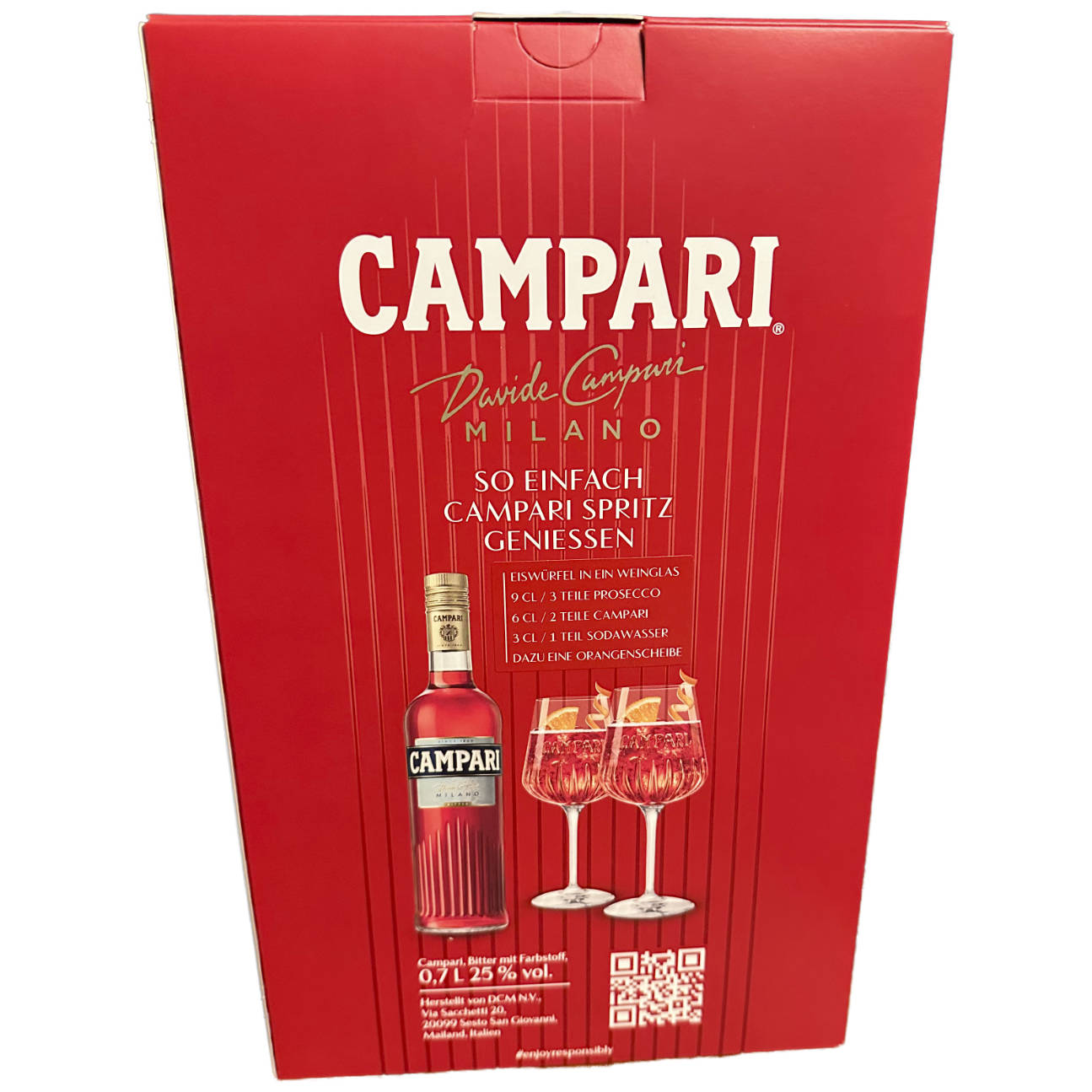 Campari Milano 25% vol. 0,7l mit Glas in exquisiter Geschenkpackung