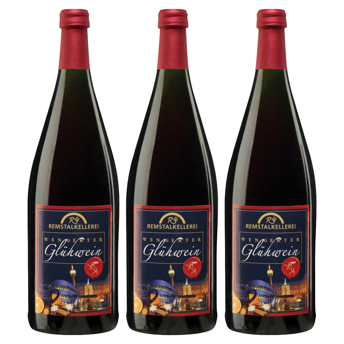 3 Flaschen Wengerter Winzerglühwein rot, 1,0l