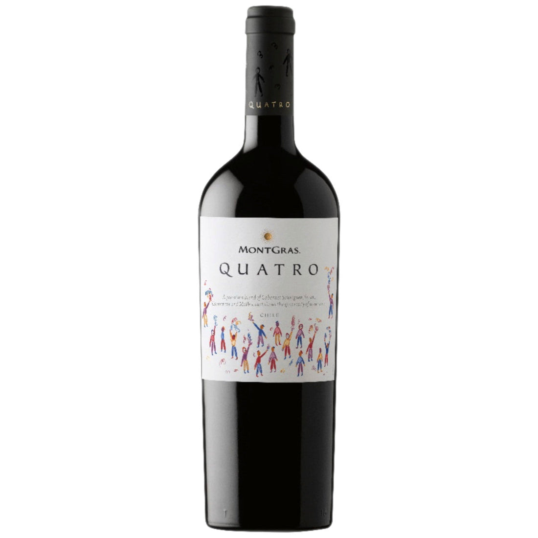 Flasche MontGras Quatro Valle de Colchagua Rotwein 0,75 l aus Chile