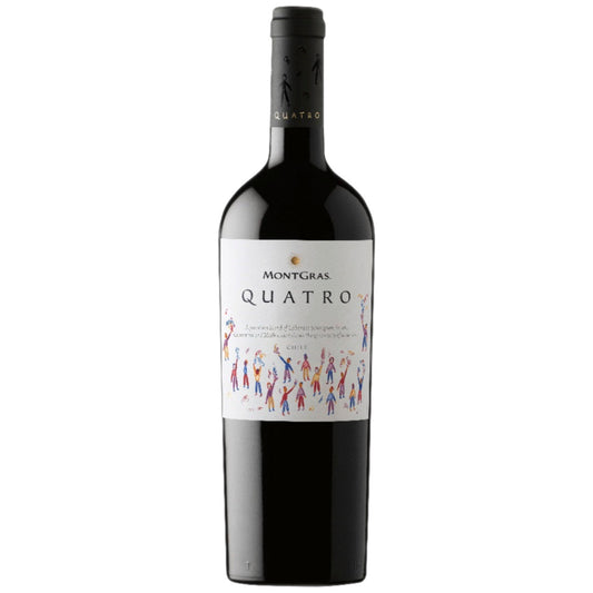 Flasche MontGras Quatro Valle de Colchagua Rotwein 0,75 l aus Chile