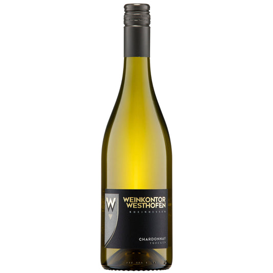 Flasche Chardonnay QW trocken aus Rheinhessen vom Weinkontor Westhofen