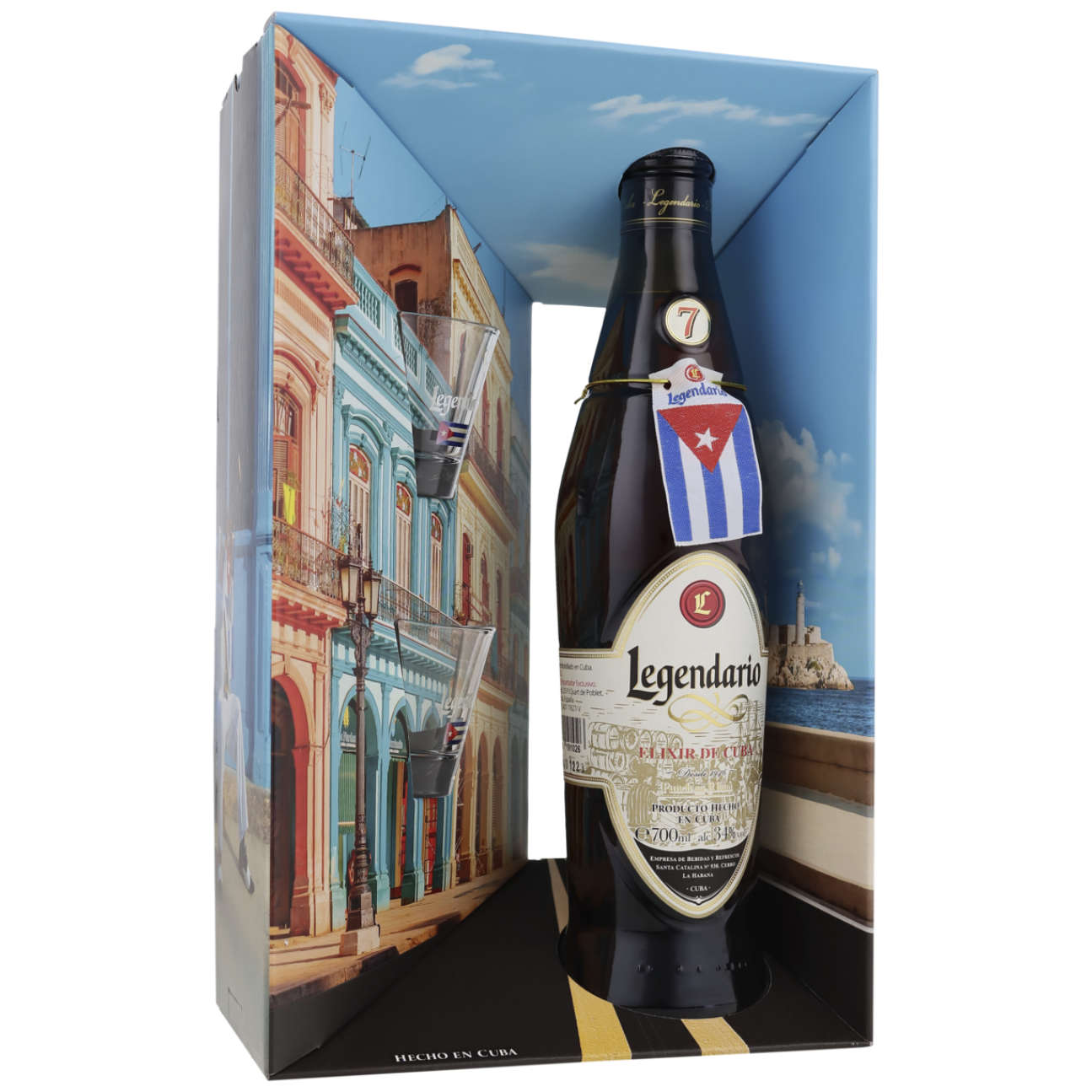 Legendario Elixir de Cuba 7 Jahre in GP mit 2x Shotgläser 34% vol. 0,7l