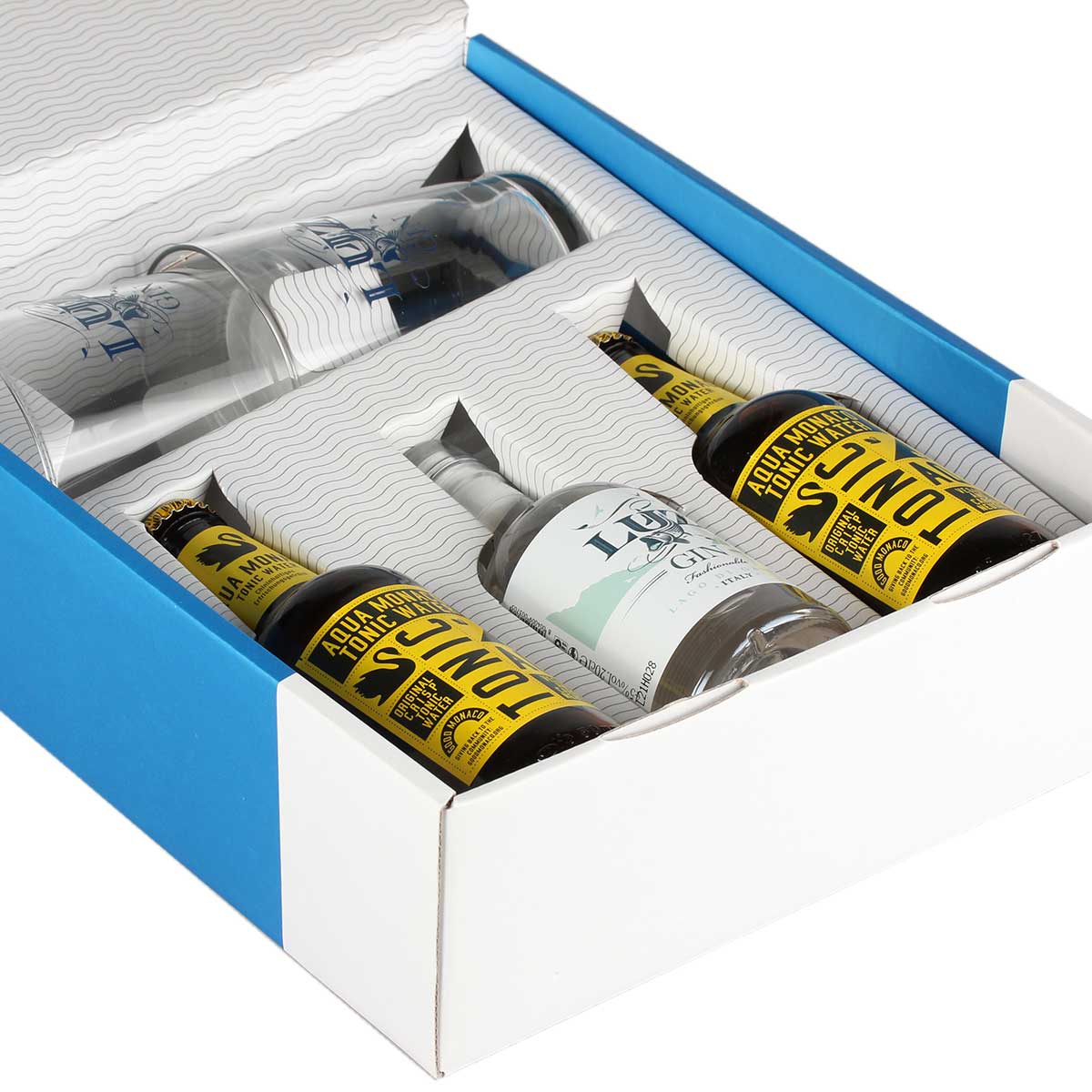 Marzadro Gin Luz 45% vol. 0,2L Geschenkset mit Tonic und 2 Gläsern