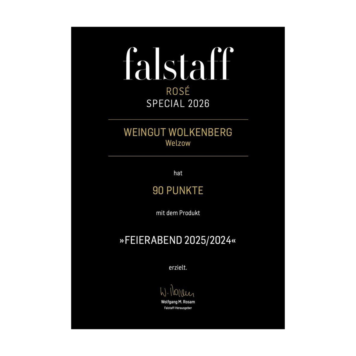 Falstaff Rosé Special 2026 Auszeichnung Wolkenberg Feierabend trynk.de