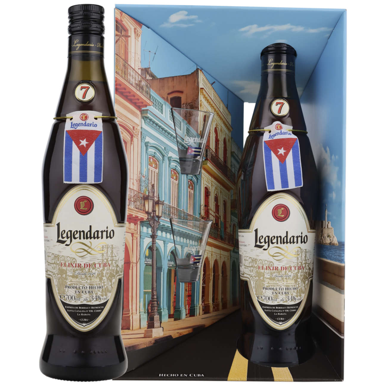 Legendario Elixir de Cuba 7 Jahre in GP mit 2x Shotgläser 34% vol. 0,7l