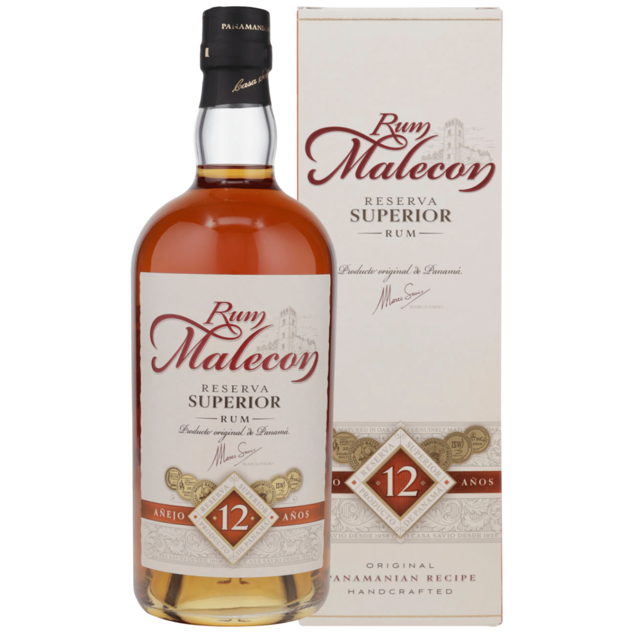 Rum Malecon 12 Años – 12 Jahre gereifter Rum aus Panama in Geschenkpackung 40% vol. 0,7l