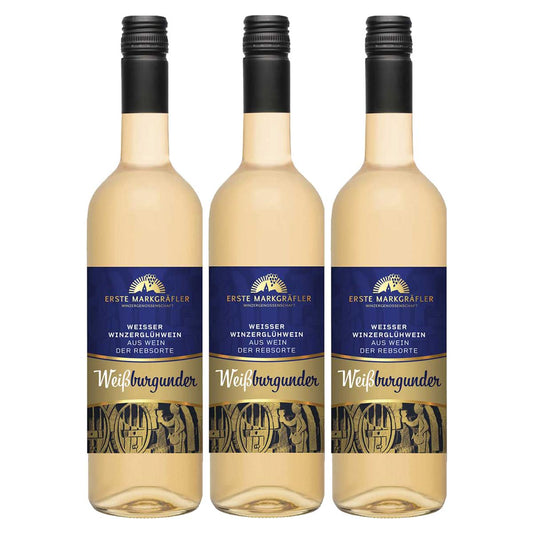 3 Flaschen Weißer Winzerglühwein - Weißburgunder Premium Glühwein, Baden, 0,75l